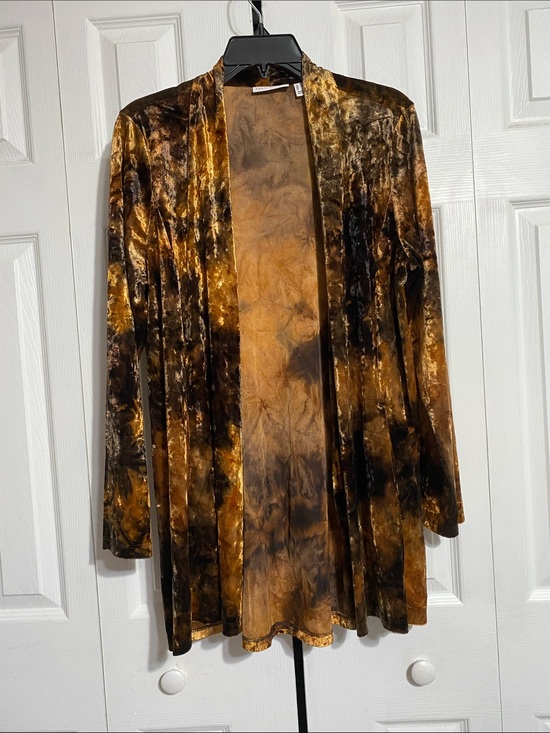 Susan Graver Jackets & Blazers - Susan Graver brown crushed velvet open cardigan jacket size LARGE